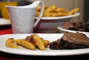 Wildschweinbraten mit Schupfnudeln