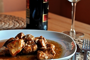 Hähnchen in Sherry-Knoblauch-Sauce